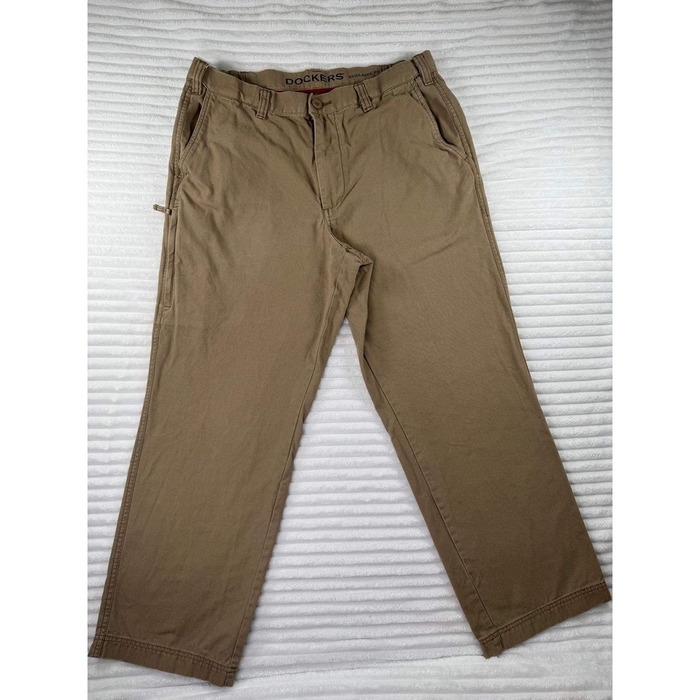 Dockers D3 Classic Fit Khaki Canvas Pants Mens 36x30 Tan Straight Leg Workwear